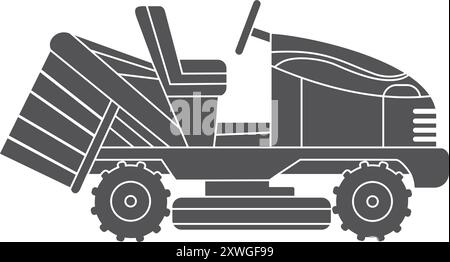 Schwarzes Symbol für Grasschneidemaschine. Rasenmäher isoliert auf weißem Hintergrund Stock Vektor