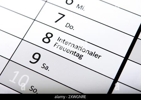 Jahreskalender 2024, internationaler Frauentag Stockfoto