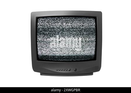 Altes analoges Fernsehen. Retro-Technologiekonzept. Leerer Bildschirm für Text. Vintage-Fernseher aus den 1980er, 1990er, 2000er Jahren Isoliert auf weißem Hintergrund. Mit Clippin Stockfoto
