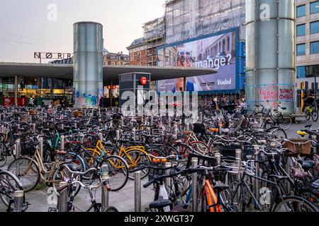 Fahrräder parken an der U-Bahn-Station Nørreport in Kopenhagen, Dänemark Stockfoto