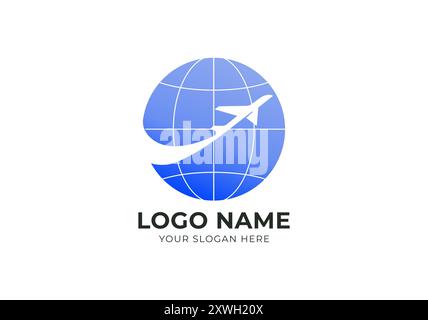 Logo Fliege und Globus. Earh- und Flugzeuglogo. Modernes und minimalistisches Logo-Design. Bearbeitbare Farbe Stock Vektor
