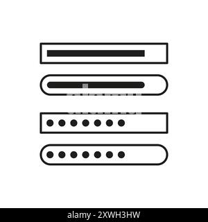 Balkensymbole werden geladen. Progress Tracker-Symbole. Kennworteingabe. Vektordesign. Stock Vektor