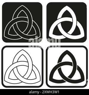 Keltische Knotensymbole. Verschiedene Umrissdesigns. Schwarz-weiße Elemente. Vektorabbildung. Stock Vektor