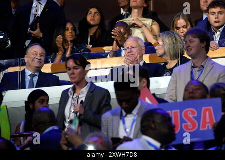 Chicago, Usa. August 2024. Tag eins der Democratic National Convention (DNC) im United Center in Chicago, Illinois am 19. August 2024. Foto: Yuri Gripas/ABACAPRESS. COM Credit: Abaca Press/Alamy Live News Stockfoto