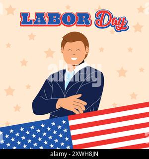 Lächelnde Anwältin feiert Labor Day Vektor Stock Vektor