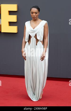 London, Großbritannien. August 2024. Naomi Ackie besucht zweimal die europäische Premiere von Blink am Odeon Luxe Leicester Square. Quelle: SOPA Images Limited/Alamy Live News Stockfoto