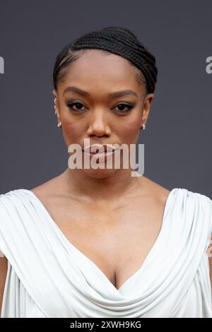 London, Großbritannien. August 2024. Naomi Ackie besucht zweimal die europäische Premiere von Blink am Odeon Luxe Leicester Square. (Foto: Phil Lewis/SOPA Images/SIPA USA) Credit: SIPA USA/Alamy Live News Stockfoto