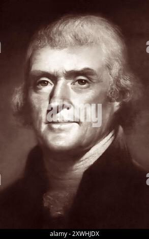 Thomas Jefferson (1743–1826), Hauptautor der Unabhängigkeitserklärung und dritter Präsident der Vereinigten Staaten. (USA) Stockfoto