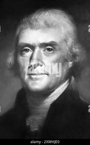 Thomas Jefferson (1743–1826), Hauptautor der Unabhängigkeitserklärung und dritter Präsident der Vereinigten Staaten. (USA) Stockfoto