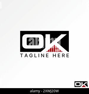 Logo Design Grafik Konzept abstrakt kreativ Premium Vektor Vorrat Initial OK Schriftblock Holz Wand Dach Haus. Bezogen auf die Eigenschaft der Monogrammtypografie Stock Vektor