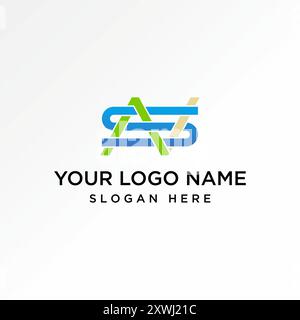 Logo Design Grafikkonzept kreatives Premium Vektor Stock Letter Initial AVS auf NS oder SN Schriftart Schnittmuster Webband. Zur Monogrammtypographie Stock Vektor