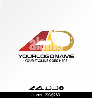 Logo-Design Grafikkonzept abstrakt kreativer Premium-Vektor-Stock erste AD-Schriftart schnelle Sportflügel Flugzeug. Im Zusammenhang mit Monogramm-Typografie-Flugzeugen Stock Vektor