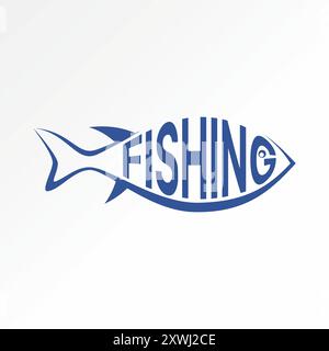 Logo Design Grafik Konzept abstrakte kreative Premium Vektor Vorrat einzigartige Linie Kunst Angeln Seemann Ozean Fluss bezogen auf Monogramm Typographie Fischer Stock Vektor