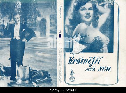 Rückseite und Vorderseite des tschechischen Programms für FRED ASTAIRE und RITA HAYWORTH in YOU WEN NEVER LOVELIER / KRASNEJSI NEZ SEN 1942 Regisseur WILLIAM A. SEITER Musik Jerome Kern Columbia Pictures Stockfoto