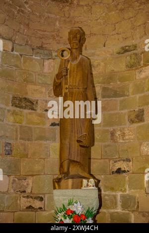 Skulptur in der Kirche Sant Pere de Montgrony (Ripollès, Girona, Katalonien, Spanien, Pyrenäen) ESP Escultura al Interior de St Pere de Montgrony Stockfoto