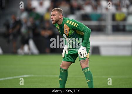 Turin, Italien. August 2024. Michele Di Gregorio (Juventus) während des italienischen Spiels der Serie A zwischen Juventus 3-0 Como am 19. August 2024 im Allianz Stadium in Turin. Quelle: Maurizio Borsari/AFLO/Alamy Live News Stockfoto