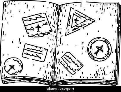 Reisepass-Skizze handgezeichneter Vektor Stock Vektor