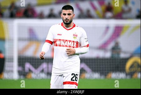 Fußball, Deutschland, Männer, Saison 2024/2025, Supercup, BayArena Leverkusen, Bayer Leverkusen - VfB Stuttgart;Deniz Undav (STG) Stockfoto