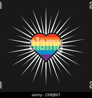 Leuchtendes und farbenfrohes Herzsymbol, LGBTQ Stolz Monat. Vektorillustrationen können bearbeitet und skaliert werden Stock Vektor