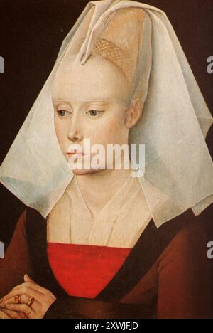 Gemälde von Rogier van der Weyden, geb. Rogier de la Pasture, (* 1399 oder 1400 in Tournai, Flandern; † 18 Juni 1464 in Brüssel, Herzogtum Burgund), flämischer Maler, Porträt einer Dame, historische, digital restaurierte Reproduktion eines Originals aus dem 19. Jahrhundert, Rekorddatum nicht angegeben", Gemälde von Rogier van der Weyden, geboren als Rogier de la Pasture, (* 1399 oder 1400 in Tournai, Flandern, † 18. Juni 1464 in Brüssel, Herzogtum Burgund), flämischer Maler, Porträt einer Dame, Historisch, digitale restaurierte Reproduktion von einer Vorlage aus dem 19. Jahrhundert, Datensatzdatum nicht angeben Stockfoto