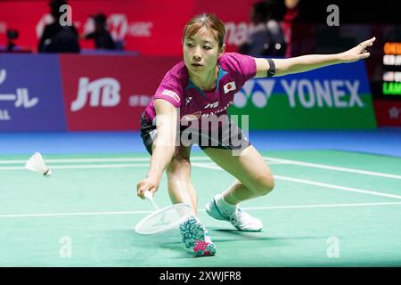 Kanagawa, Japan. August 2024. Nozomi Okuhara (JPN) Badminton : Daihatsu Japan Open 2024 1. Runde Spiel der Frauen im Singles in der Yokohama Arena in Kanagawa, Japan. Quelle: AFLO/Alamy Live News Stockfoto