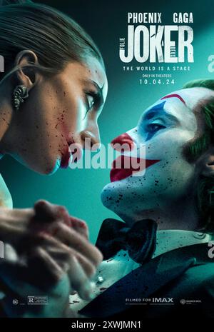 Joker: Folie à Deux (2024) unter der Regie von Todd Phillips mit Joaquin Phoenix, Zazie Beetz, Brendan Gleeson und Lady Gaga. Mit Spannung erwartete Fortsetzung des von der Kritik gefeierten Joker-Films aus dem Jahr 2018. US Advance Poster***NUR FÜR REDAKTIONELLE ZWECKE***. Quelle: BFA / Warner Bros Stockfoto