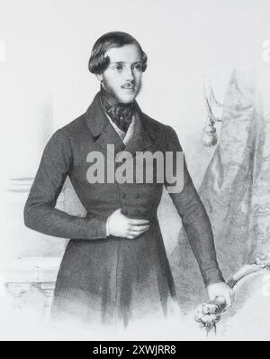 Historisch, digital restaurierte Reproduktion von einer Vorlage aus dem 19. Jahrhundert, Datum nicht angegeben, Erbprinz Ernst von Sachsen-Coburg und Stockfoto