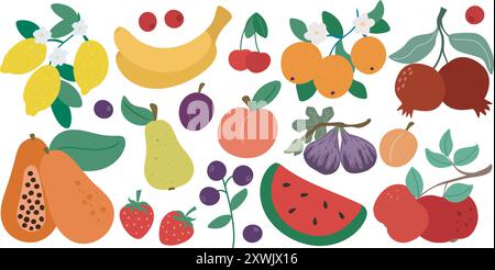 Einfaches Set aus verschiedenen Früchten und Beeren Stock Vektor