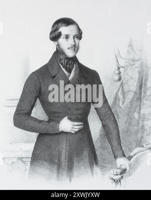 Historische, digital restaurierte Reproduktion eines Originals aus dem 19. Jahrhundert, Datum nicht angegeben, Erbfürst Ernst von Sachsen-Coburg und Gotha, 1818–1893, historisch, digital restaurierte Reproduktion von einer Vorlage aus dem 19. Jahrhundert. Jahrhundert, Erbprinz Ernst von Sachsen-Coburg und Gotha Stockfoto
