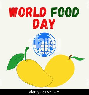 Die Vektorgrafik zum Welternährungstag eignet sich hervorragend für Feierlichkeiten zum Welternährungstag. Flaches Design. Flyer-Design. Flache Abbildung. Einfaches und elegantes Design mit Stock Vektor