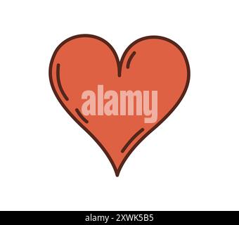 Casino Cartoon Groovy Hearts Karte Symbol für Glücksspiel Poker Spiel, Vektor-Symbol. Casino Poker Jackpot oder Spielautomat Glücksspiel Symbol der Herzen für Glücksrad Glücksspiel Zeichen in grooviger Zeichentrickkunst Stock Vektor