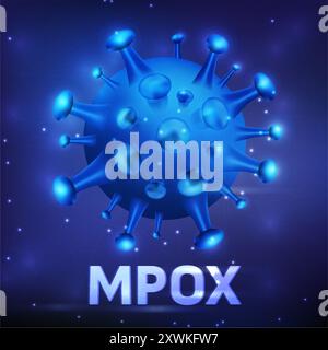 Mpox Monkeypox Virus Zell Hintergrund in rot. Abbildung des Mpox-Virus. Stockfoto