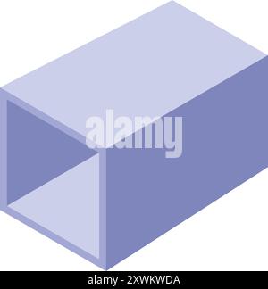 Das Rohr mit quadratischem Querschnitt liegt auf einem weißen Hintergrund und zeigt seine hohle Mitte Stock Vektor