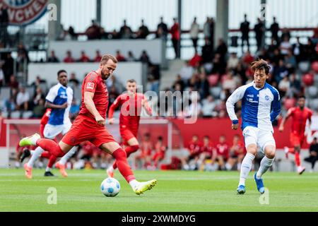 München, Deutschland. August 2024. Fußball: Testspiel, FC Bayern München - Grasshopper Club Zürich, Stadion auf dem FC Bayern Campus. Harry Kane (FC Bayern M?nchen, 9) im Schuss Freundschaftsspiel: FC Bayern M?nchen - Grasshoppers Club Z?Rich, FC Bayern Campus am 20.08.2024 Credit: dpa Picture Alliance/Alamy Live News Stockfoto