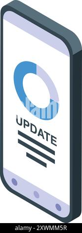 Das moderne Smartphone zeigt den Aktualisierungsstatus mit der Fortschrittsanzeige für das Herunterladen an Stock Vektor