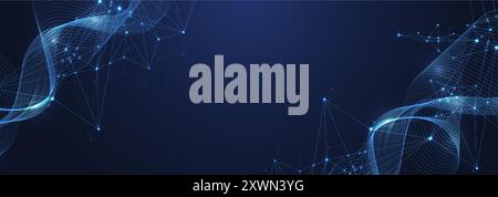 Technologie digitaler abstrakter Hintergrund. Netzwerkverbindung mit Linien und Punkten. Digitales Plexus-Konzept. Stock Vektor
