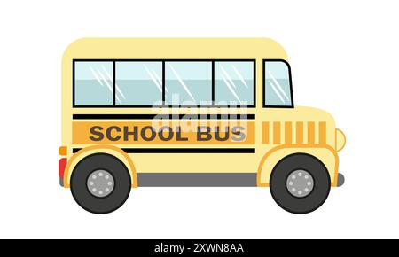 Gelber Schulbus isoliert auf weißem Hintergrund. Handgezeichnete Vektorgrafik Stock Vektor