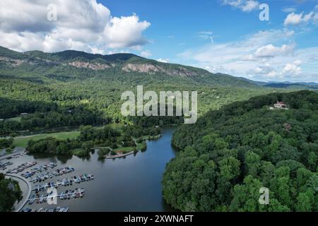 Blick von oben auf Lake Lure im Westen von North Carolina Stockfoto