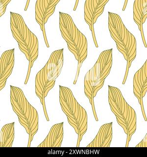 Bananenblätter Floral Hand Gezeichnetes Nahtloses Muster Stock Vektor