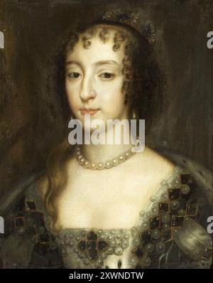 KÖNIGIN HENRIETTA MARIA (1609–1669) Ehefrau Karls I. in einem Gemälde von Peter Lely aus dem Jahr 1660 Stockfoto