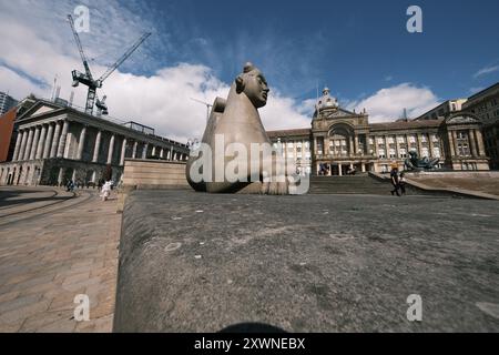 Madrid, Spanien. August 2024. Blick auf den Victoria Square mit dem Rathaus und der Kunstgalerie in Birmingham 20. August 2024 Großbritannien Credit: SIPA USA/Alamy Live News Stockfoto