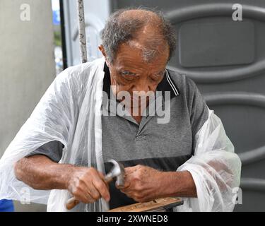 Handwerker in Ipanema Hippie Street Market, Rio de Janeiro Stockfoto