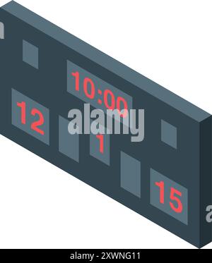 Basketball-Anzeigetafel, auf der Zeit und Punktzahl eines Spiels angezeigt werden Stock Vektor