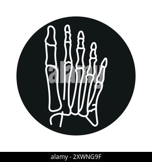 Schwarzes Symbol für Fußfraktur. Signieren Sie für Webseite, mobile App, Schaltfläche, Logo. Schaltfläche Vektorisoliert. Bearbeitbare Kontur. Stock Vektor