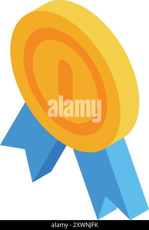Goldene Medaille mit blauem Band steht für das Konzept von Erfolg und Erfolg Stock Vektor