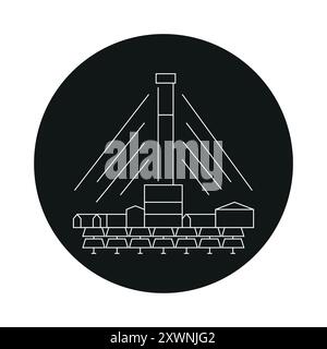 Symbol für konzentrierte Solarthermie. CST-Kraftwerksstation. Vektorisoliertes Element. Bearbeitbare Kontur. Stock Vektor