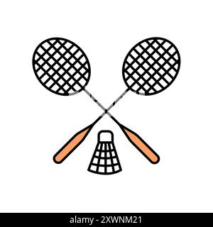 Badminton-Linie, schwarzes Symbol. Signieren Sie für Webseite, mobile App, Schaltfläche, Logo. Schaltfläche Vektorisoliert. Bearbeitbare Kontur. Stock Vektor