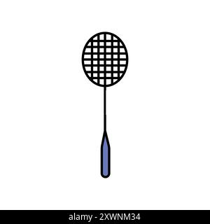 Badminton Racket Line, schwarzes Symbol. Signieren Sie für Webseite, mobile App, Schaltfläche, Logo. Schaltfläche Vektorisoliert. Bearbeitbare Kontur. Stock Vektor