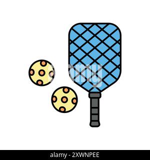 Symbol für die Farbe der Pickleball-Linie. Signieren Sie für Webseite, mobile App, Schaltfläche, Logo. Schaltfläche Vektorisoliert. Bearbeitbare Kontur. Stock Vektor