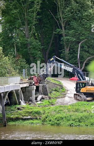 Im Vereinigten Königreich - Abriss der „Old Tramway Bridge“ Preston als Teil des „Levelling up Fund“ Stockfoto